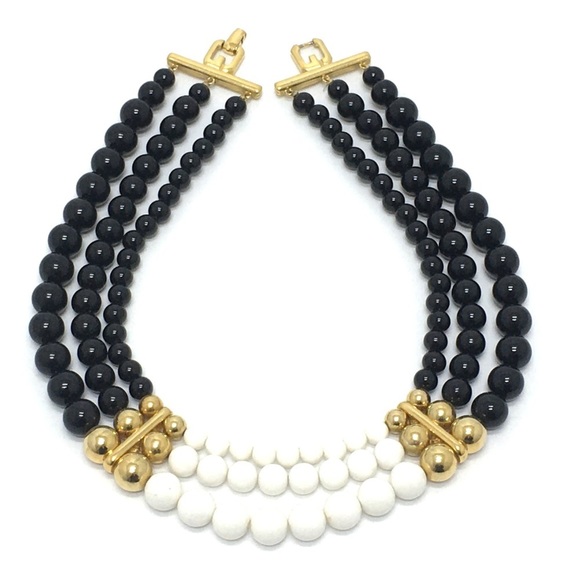 Givenchy 3 stations Accessories necklace Necklace Black x White GoldHardware - Picture 1 of 10